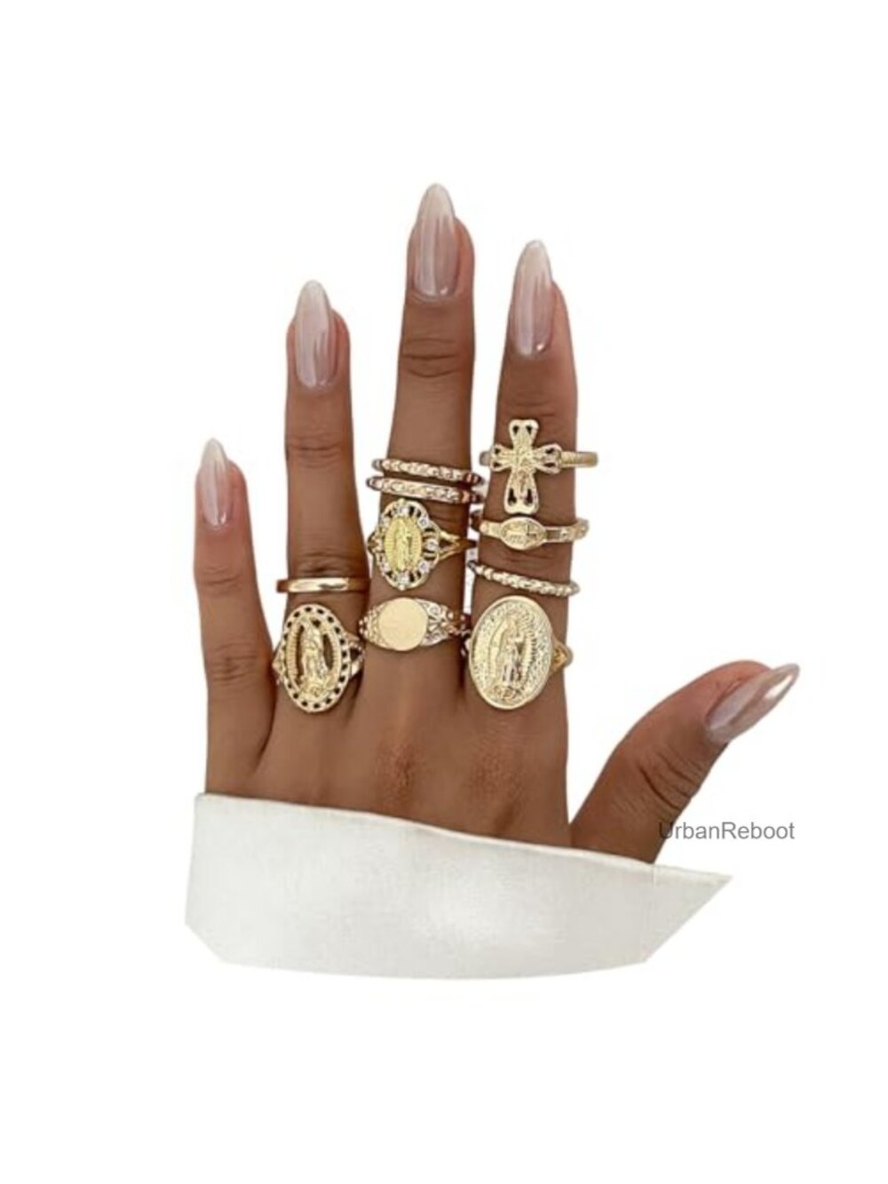 Retro Virgin Mary Finger Rings Set Stacking Knuckle Rings Vintage Signet